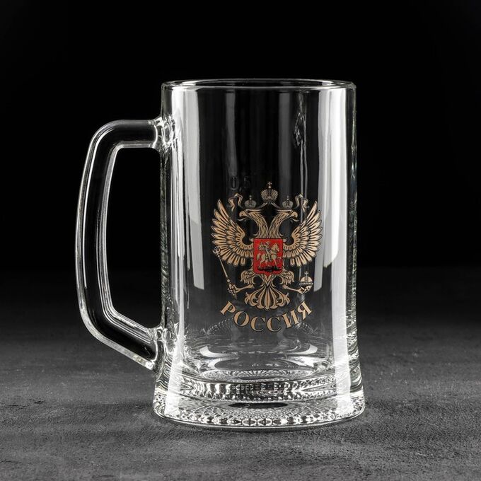 GiDGLASS Кружка для пива «Герб России», 500 мл