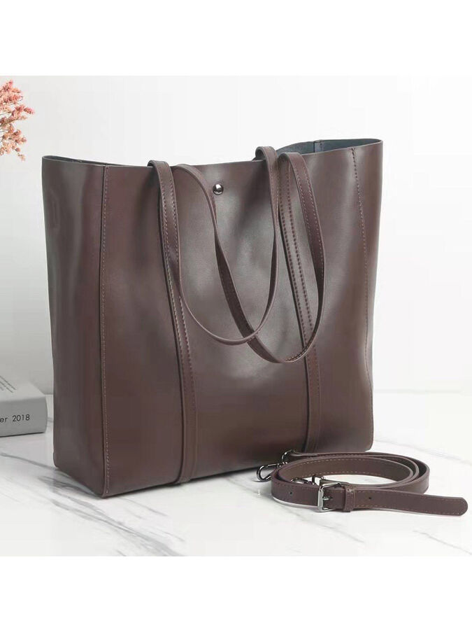 Женская сумка-трапеция из натуральной кожи, цвет шоколад