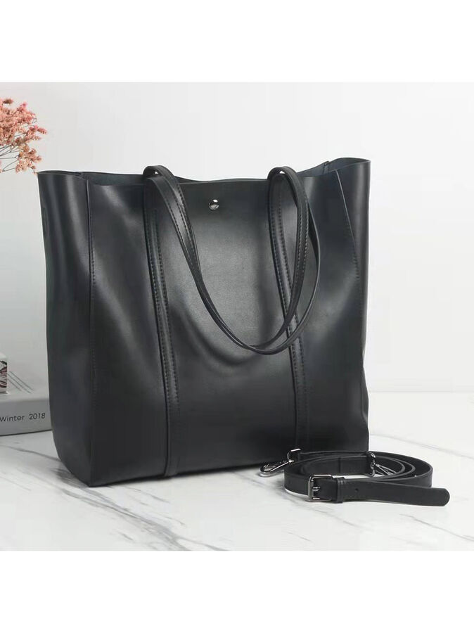 Женская сумка-трапеция из натуральной кожи, цвет чёрный