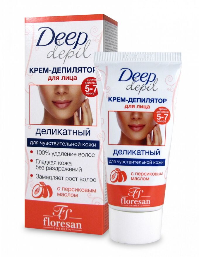 Floresan ФЛОРЕСАН Ф-126 Крем - депилятор деликатный д/удаления волос на лице (масло персика) 50мл