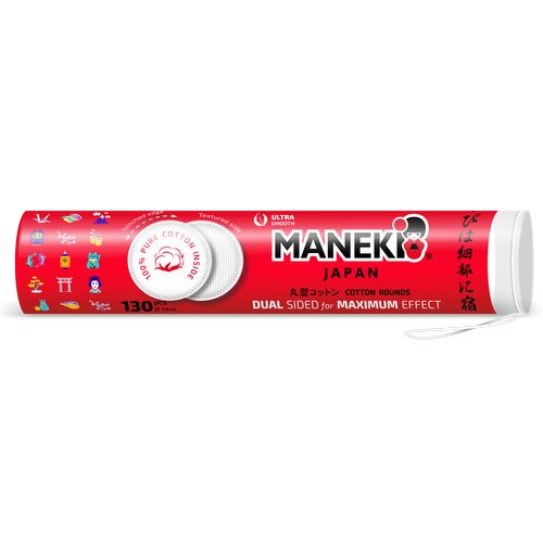 Диски ватные двустор. косметические &quot;Maneki&quot; RED, с неткан. поверх., с пресс-линией, 130 шт./упак