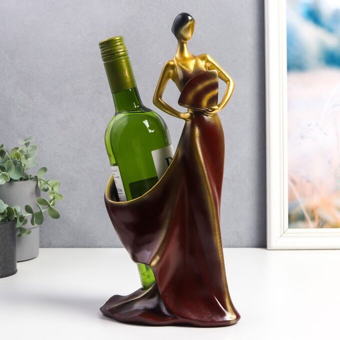 Сувенир подставка под бутылку полистоун &quot;Девушка с веером&quot; 36,5х18х14,5 см