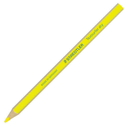 Текстовыделитель-карандаш сухой STAEDTLER (Германия), НЕОН ЖЕЛТЫЙ, трехгранный, грифель 4 мм, 128 64-1
