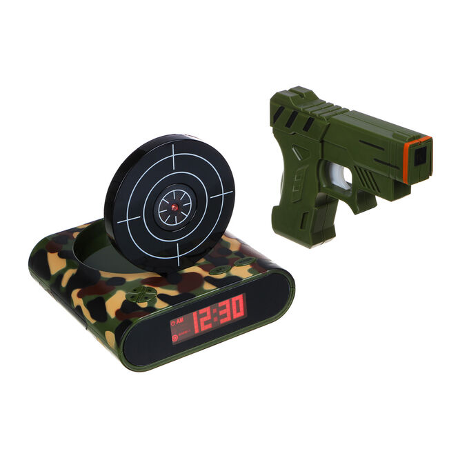 LADECOR Будильник с лазерным пистолетом 13,8х4,3х14,5см, USB, пластик