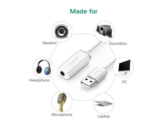 Внешняя звуковая карта ugreen usb external sound card 30521