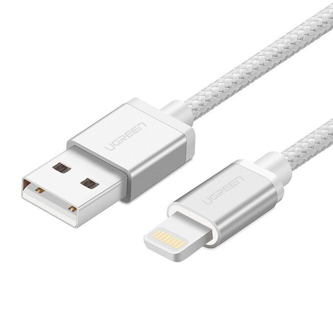Кабель USB-Lightning в оплетке нейлоновой (алюминиевый корпус) 1,50 м. (US199) чип Ugreen