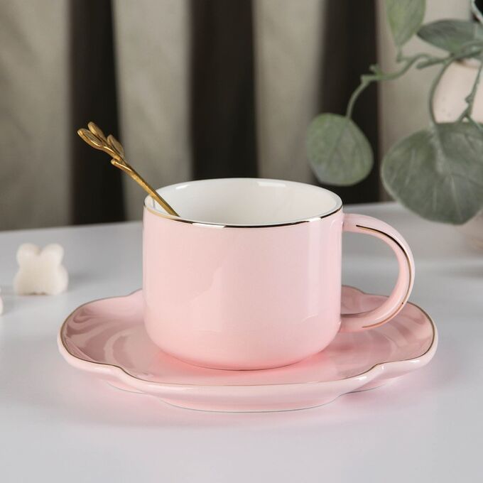 Кофейная пара «Ферреро», чашка 180 мл, блюдце d=14,5 см, цвет розовый