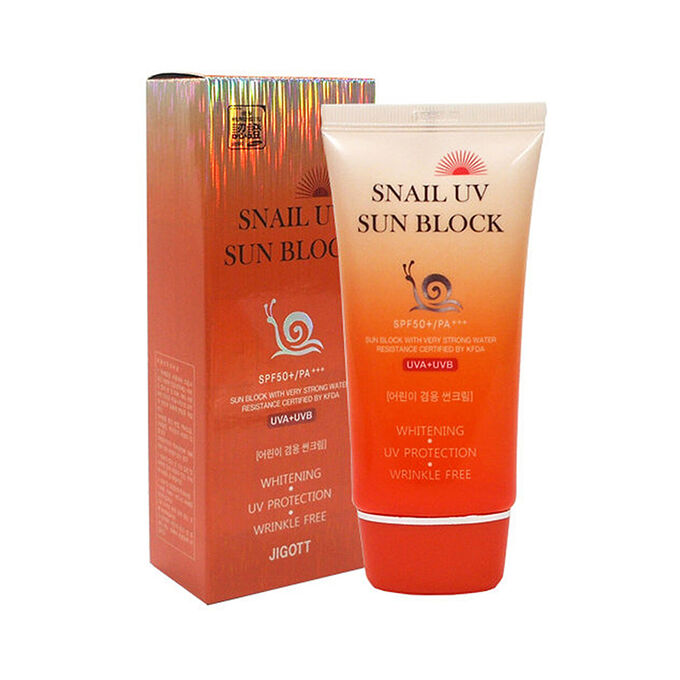 JIGOTT Солнцезащитный крем с муцином улитки Snail Uv Sun Block Cream SPF50+/PA+++