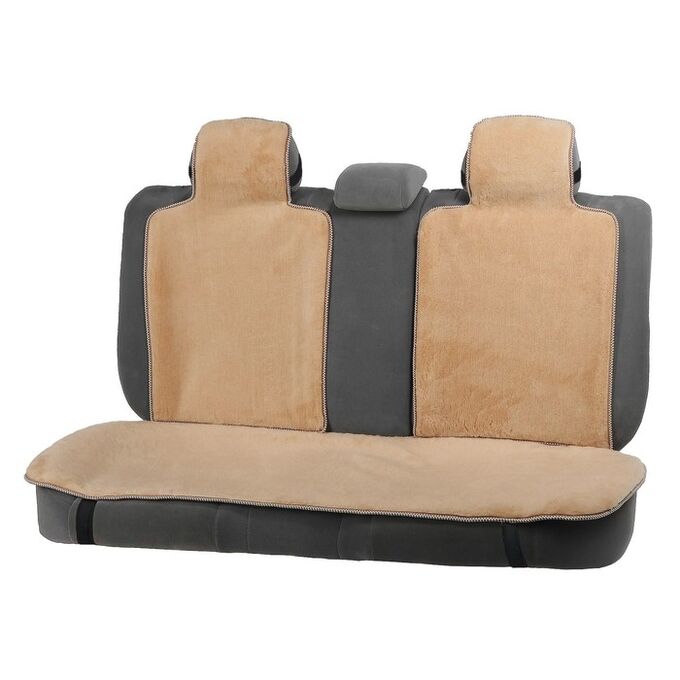 СИМА-ЛЕНД Накидки на заднее сиденье, нат. шерсть, 135х55 и 75х55 см, бежевый, набор 3 шт