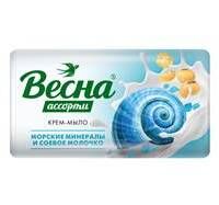 Фабрика игрушек Весна Туалетное Мыло &quot;Весна&quot; АССОРТИ морские минералы и соевое молочко 90гр