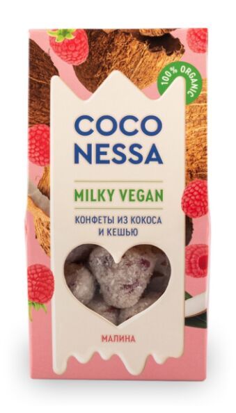 Конфеты кокосовые С малиной, Coconessa, Milky Vegan