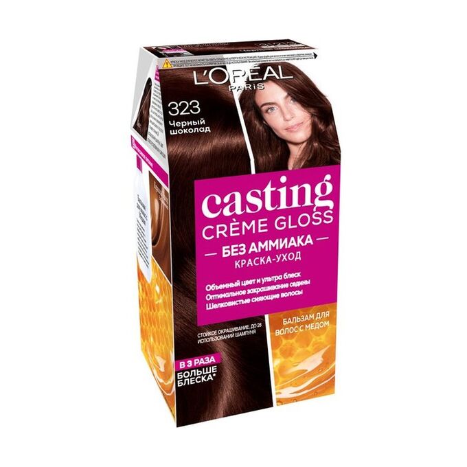 Краска для волос Casting Creme Gloss без аммиака, тон 323 Черный шоколад, L&#039;Oreal Paris, 254мл