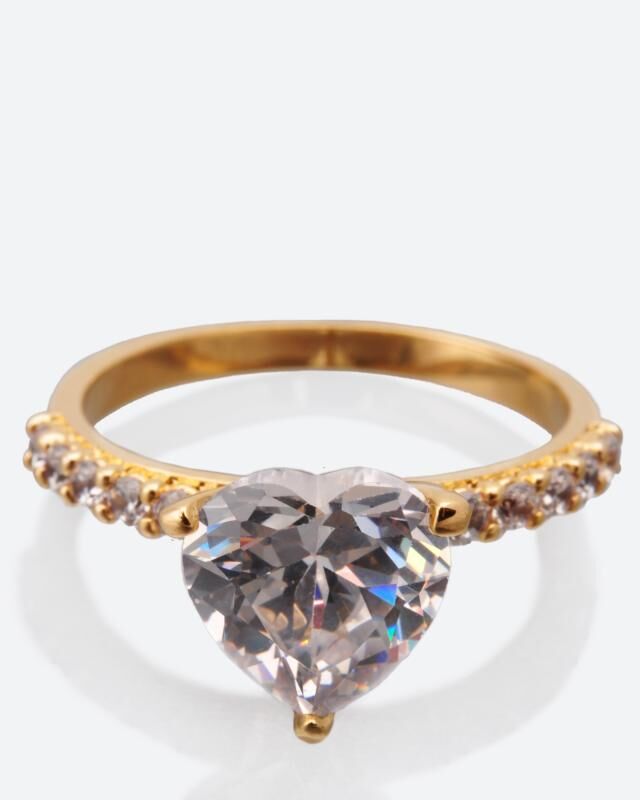 Diamantaire. Кольцо с белым кубическим цирконом в форме сердца