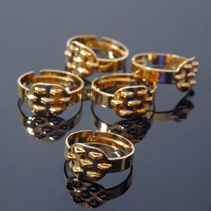 Queen fair Основа для кольца с площадкой на 7 петель СМ-710-58А (набор 5шт) регул-й раз-р, цвет золото