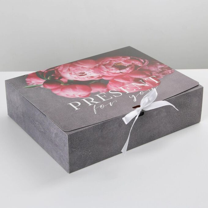 Дарите Счастье Коробка складная подарочная «Present», 31 х 24.5 х 9 см, БЕЗ ЛЕНТЫ