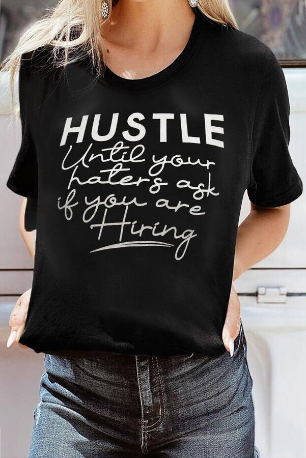 VitoRicci Черная футболка с надписью: Hustle Until Your Haters Ask If You Are Hiring