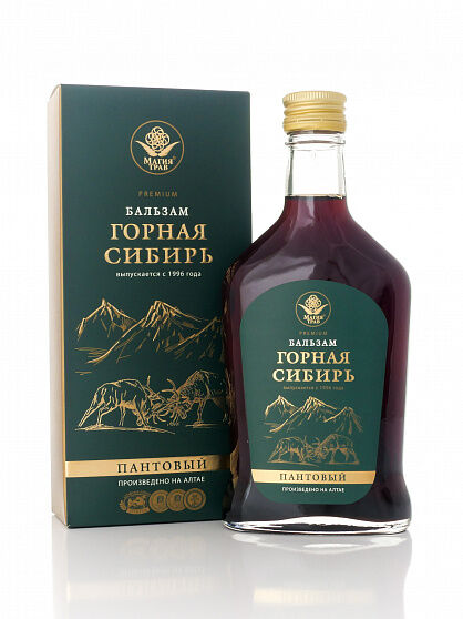 Магия трав &quot;Горная Сибирь&quot; PREMIUM, ПАНТОВЫЙ, 250мл, Стекло