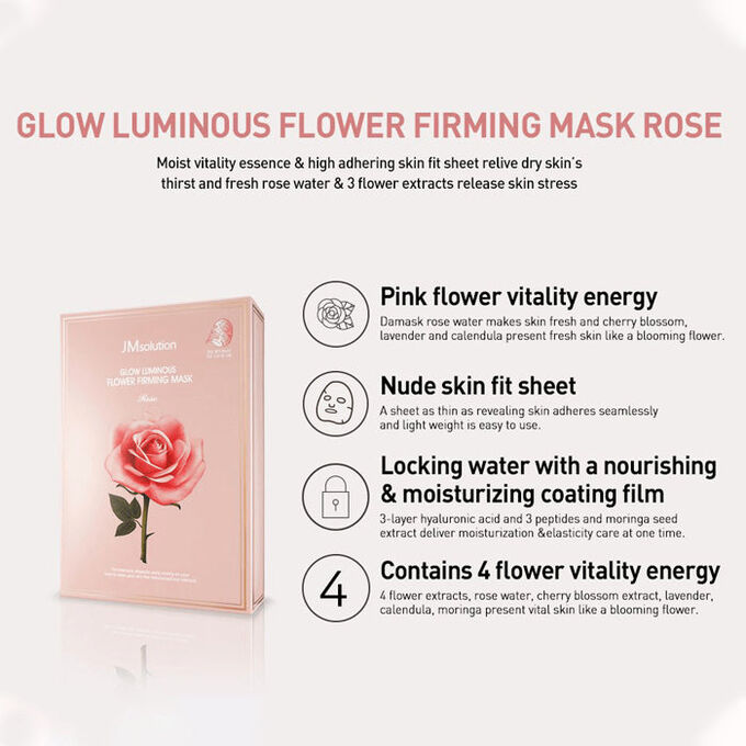 JMsolution Маска для сияния с экстрактом дамасской розы Glow Luminous Flower Firming Mask