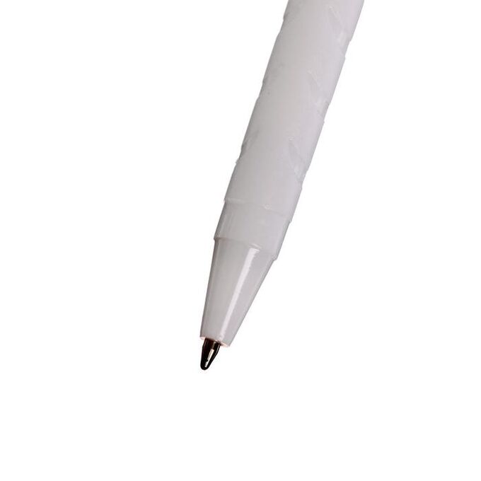 Ручка шариковая, автоматическая, Лого, корпус белый, стержень синий
