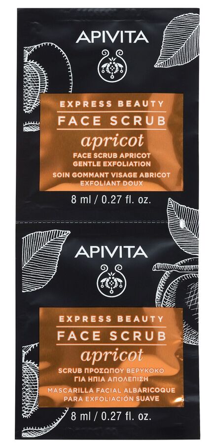 Апивита Скраб-эксфолиант для лица с абрикосом, 2 х 8 мл (Apivita, Express Beauty)