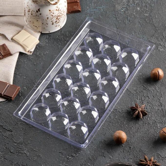 СИМА-ЛЕНД Форма для шоколада «Бриллиант», 18 ячеек, 22x11 см, цвет прозрачный