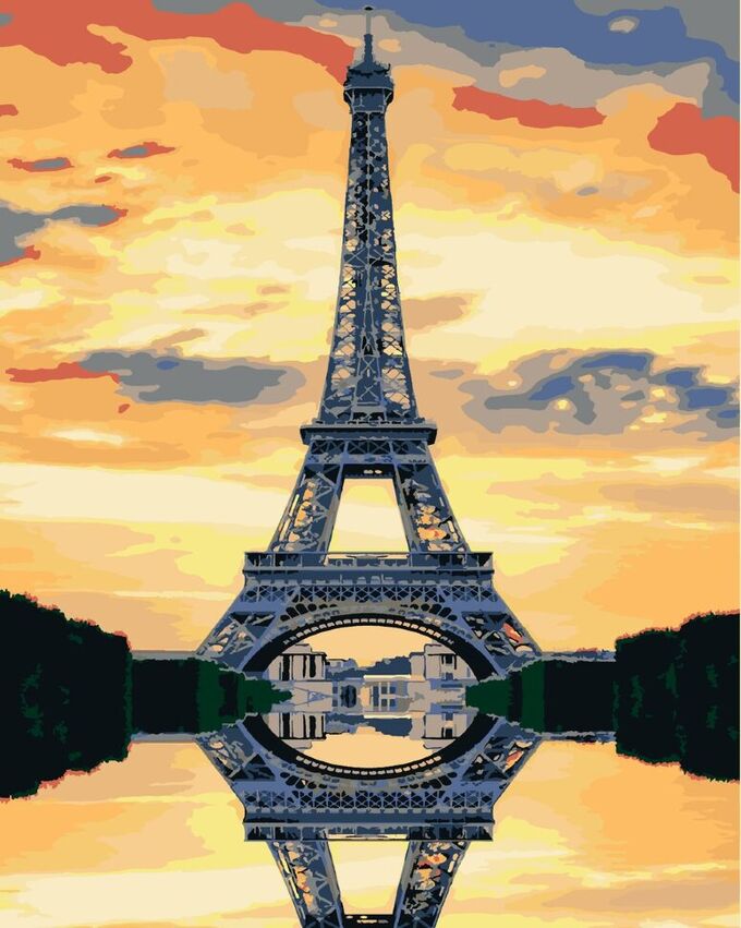 Картина по номерам Эйфелева башня на закате
