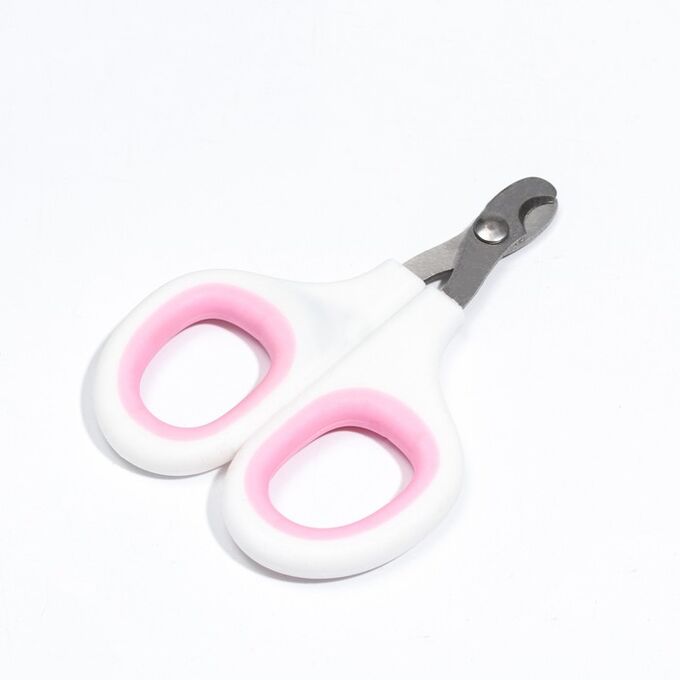 Пижон Ножницы-когтерезы с мягкими ручками, отверстие 8 мм, бело-розовые