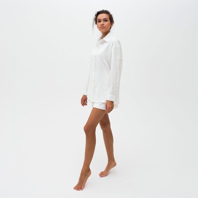 Костюм женский (сорочка, шорты) MINAKU: Home collection цвет белый, р-р 44