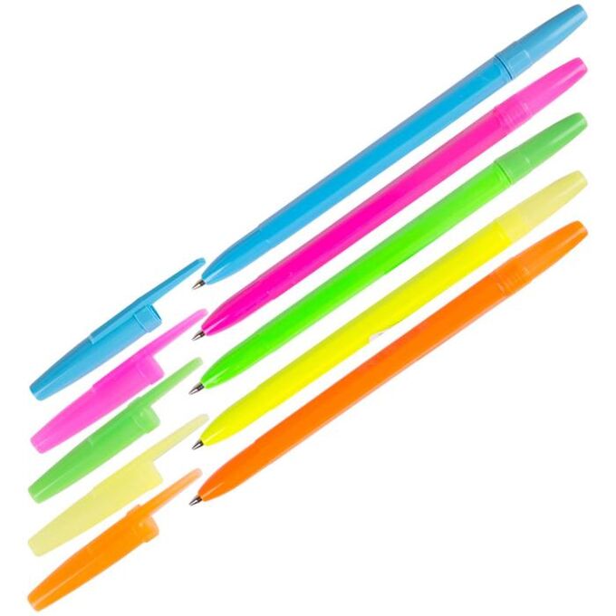 Ручка шариковая Стамм «Оптима» Neon, узел 0.7 мм, стержень 134 мм, чернила синие на масляной основе, микс