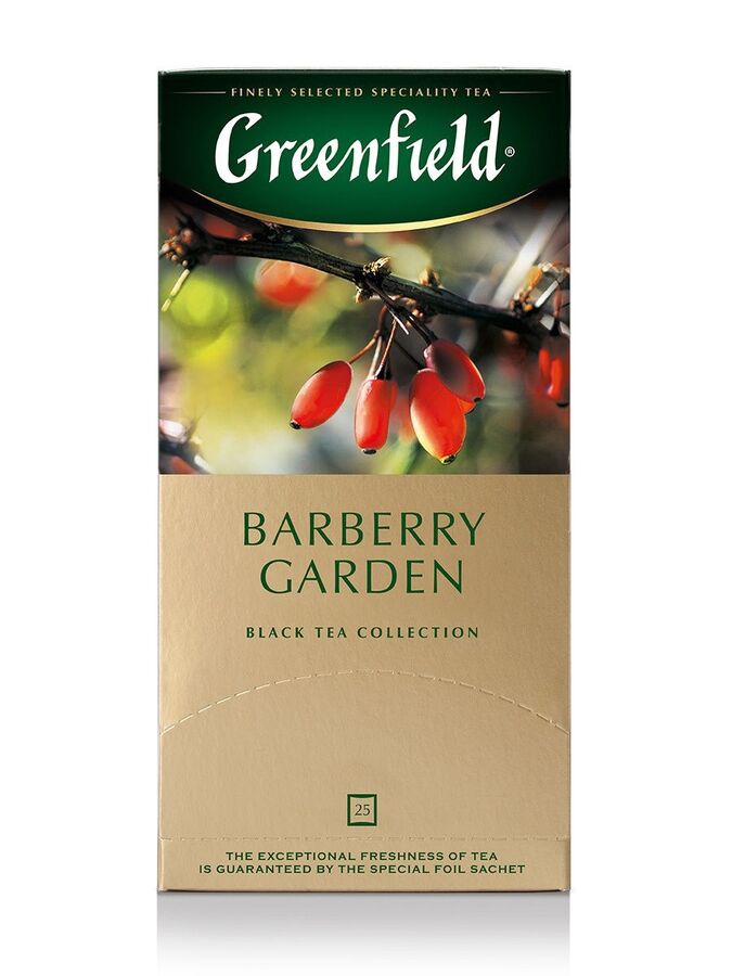 GREENFIELD Чай Гринфилд 25пак  Барбэри Гарден черн индий с ягодами и аром барбариса