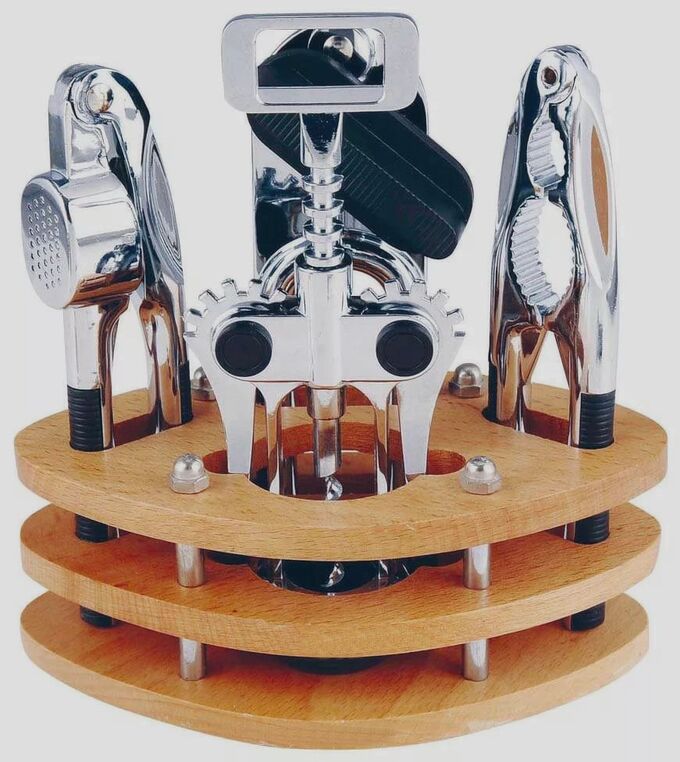 Барсет (набор барных инструментов) на деревянной подставке