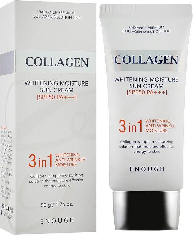 Отбеливающий солнцезащитный крем с коллагеном  Enough Whitening Collagen Moisture Sun Cream SPF 50 PA+++