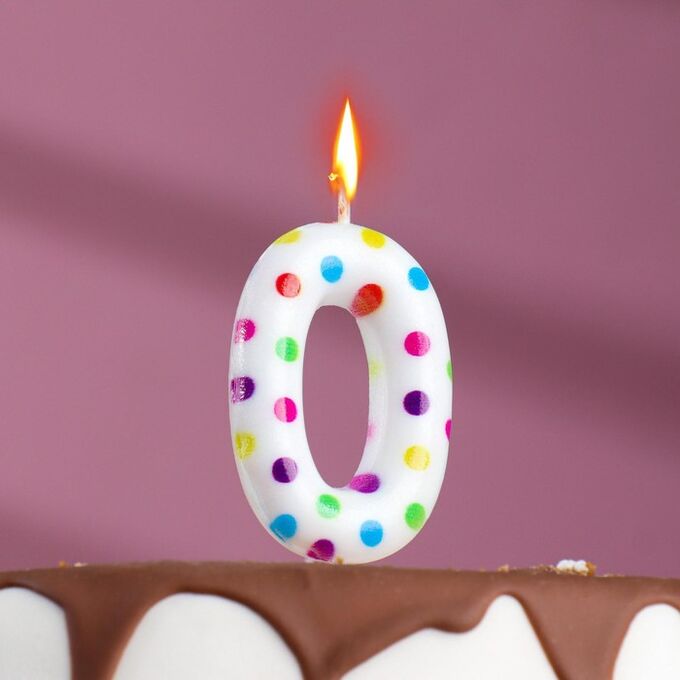 Свеча в торт на день рождения «?Цветное конфетти»?, цифра &quot;0&quot;, 5.5 см