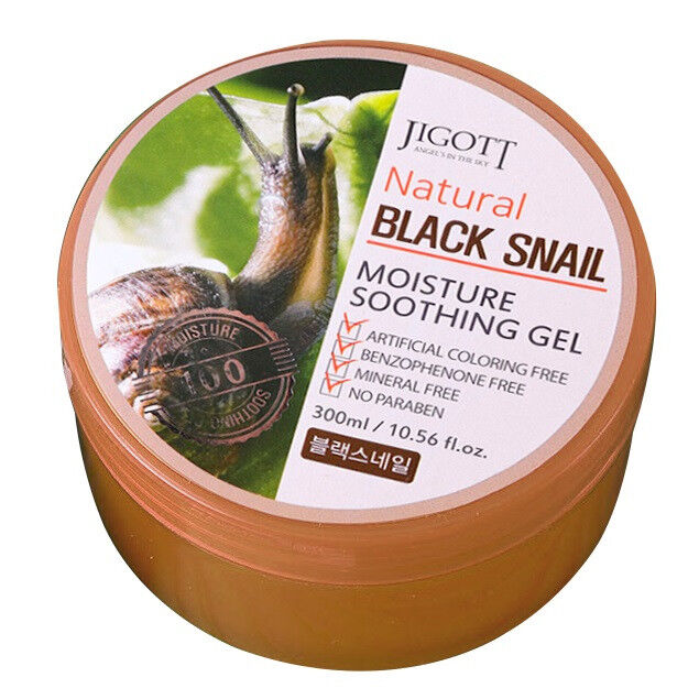 JIGOTT. Универсальный гель для кожи ЧЁРНАЯ УЛИТКА, NATURAL BLACK SNAIL MOISTURE SOOTHING GEL 300 мл