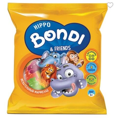 Яшкино «HIPPO BONDI &amp; FRIENDS», мармелад жевательный с соком ягод и фруктов, 70 г