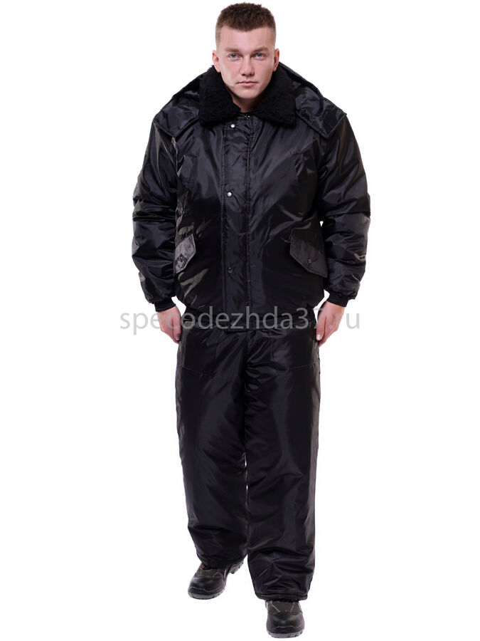 Куртка рабочая зимняя охранника &quot;Калибр&quot; цв.чёрный тк.оксфорд