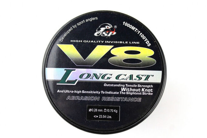 Леска Osprey V8 Long Cast (0.28мм, 1000м, тест 9,34кг, 20,02Lbs, чёрная)