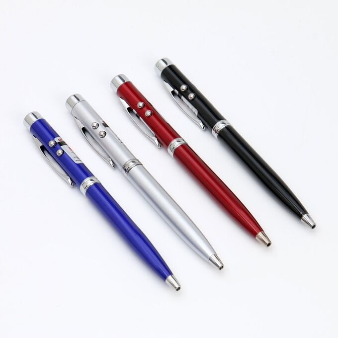 СИМА-ЛЕНД Фонарик-ручка с лазером карманный, 2 диода, цвета МИКС