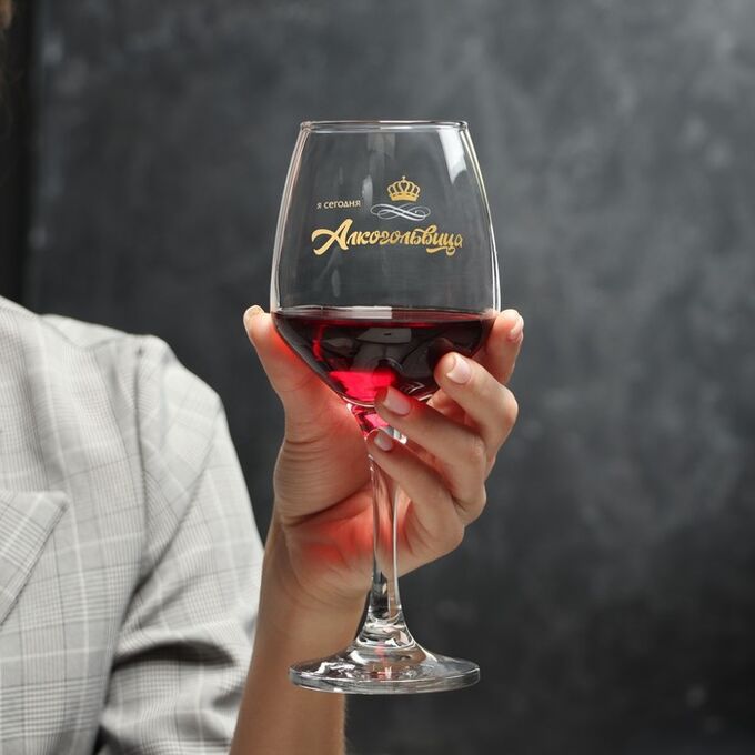 Дорого внимание Набор бокалов для вина «Алькогольвица-императрица» 350 мл, 2 штуки, тип нанесения рисунка: деколь