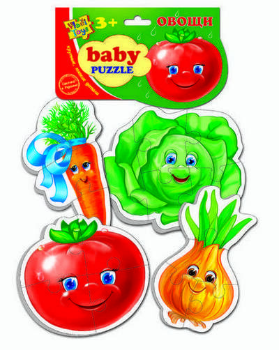 Vladi Toys Мягкие пазлы Baby puzzle &quot;Овощи&quot; 4 картинки, 17 эл.