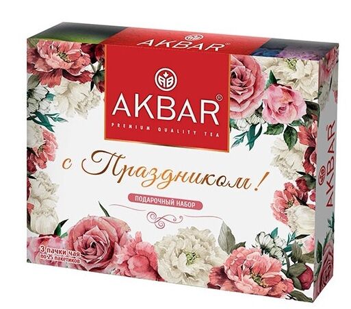 Akbar Чай Акбар подарочный набор, 3 упаковки по 25 чайных пакетиков