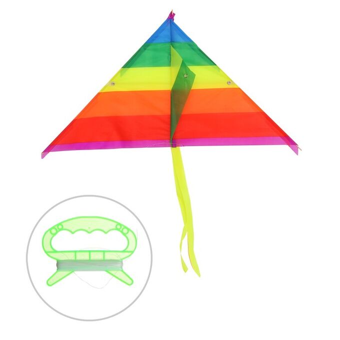 СИМА-ЛЕНД Воздушный змей «Цветной в полоску», с леской, цвета МИКС