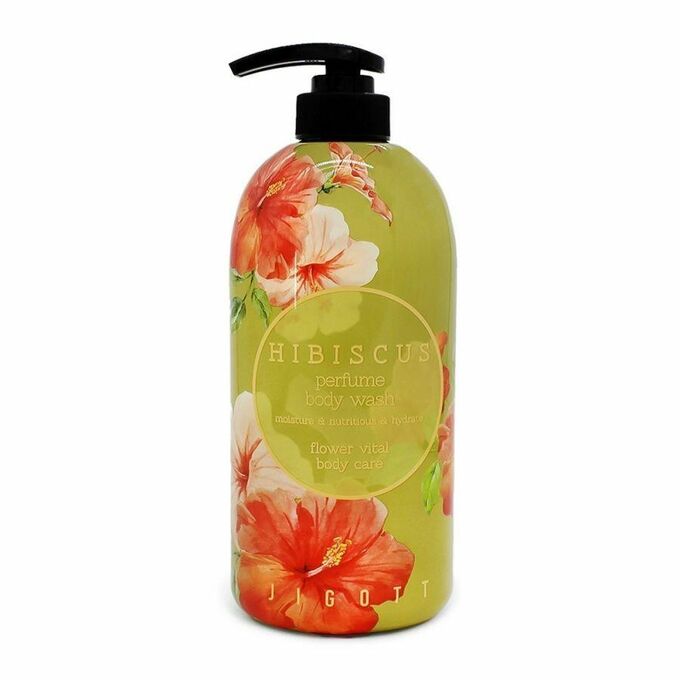 Jigott Парфюмированный гель для душа с экстрактом гибискуса Hibiscus Perfume Body Wash, 750 мл