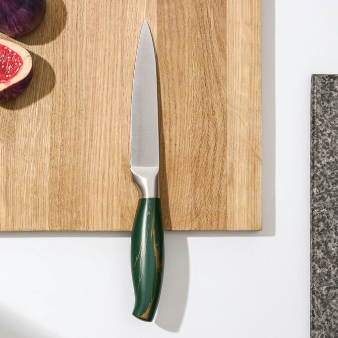 СИМА-ЛЕНД Нож кухонный Доляна Zeus, универсальный, 12,5 см, цвет изумрудный