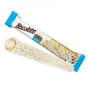 Вафельные трубочки&quot;Biscolata ROLL&quot; с белым шоколадом  молочной начинкой и кокосом 26г