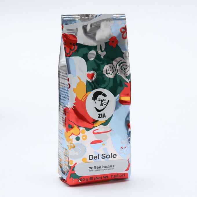 Кофе ZIA Del Sole, в зернах, упаковка 200 г