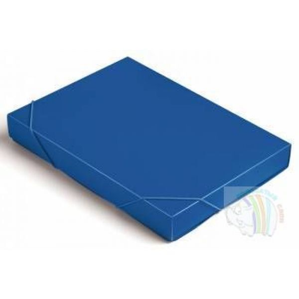 Папка-короб на резинке, Бюрократ, А4, корешок 40 мм, пластик 0.7мм, синяя