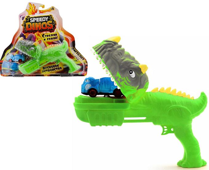 Игровой набор скоростные динозавры&quot; с 1 фрикционной машинкой и пусковым устройством, зеленый K02SPD003-2