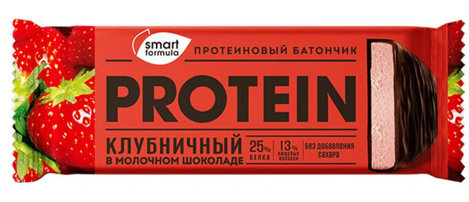 Яшкино Батончик протеиновый Smart Formula клубничный в молочном шоколаде 40г /15
