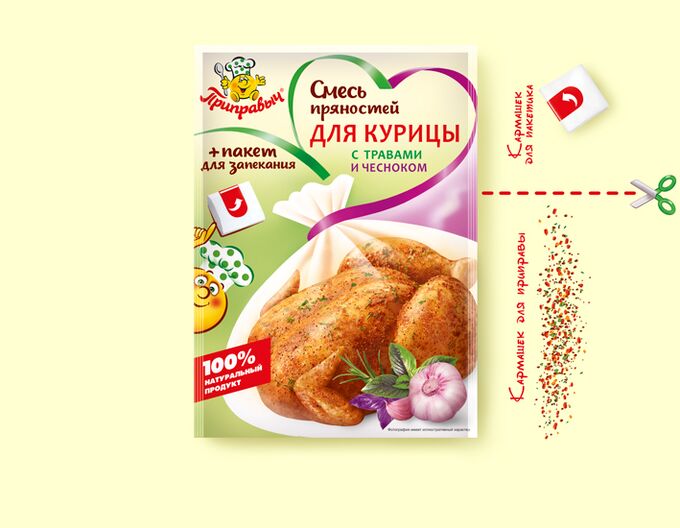 Приправыч Смесь пряностей для курицы с травами и чесноком, 30 г  (с пакетом для запекания)